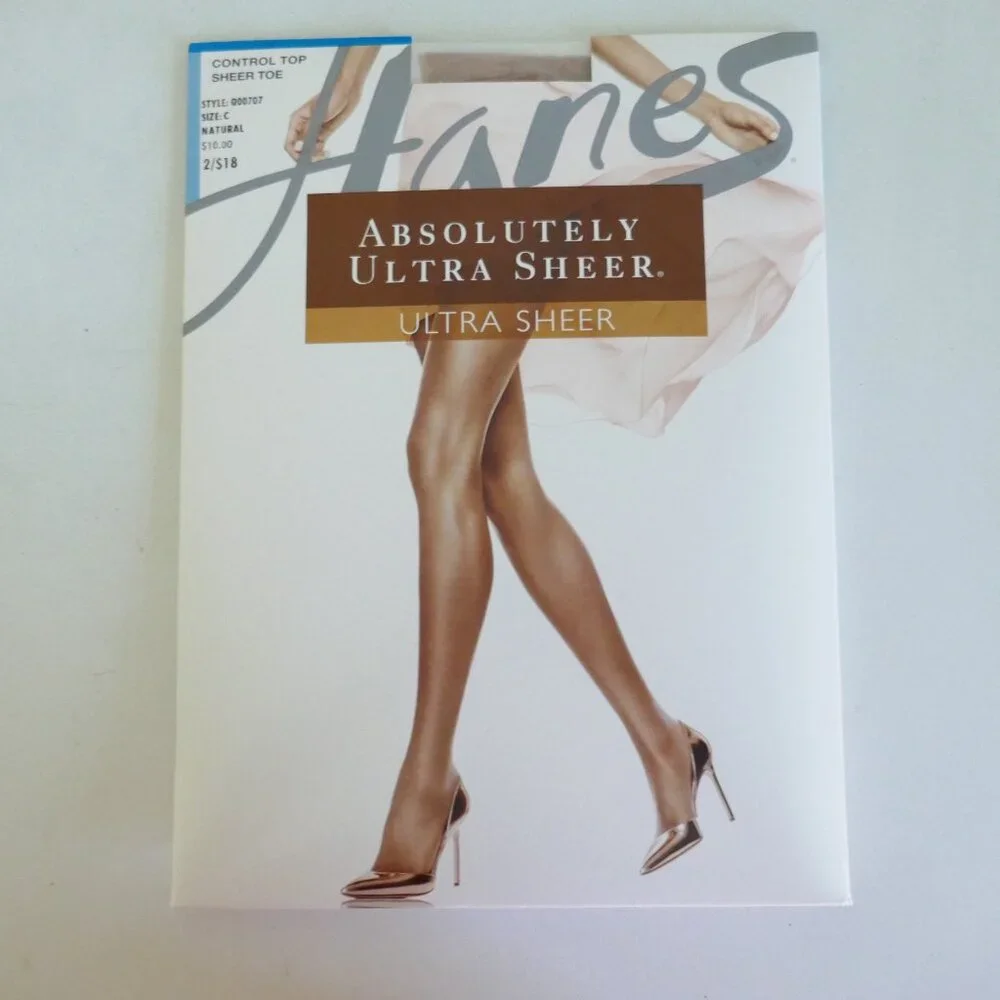 Hanes Absolutely Ultra Sheer pantyhose control top sandalfoot sz C color natural